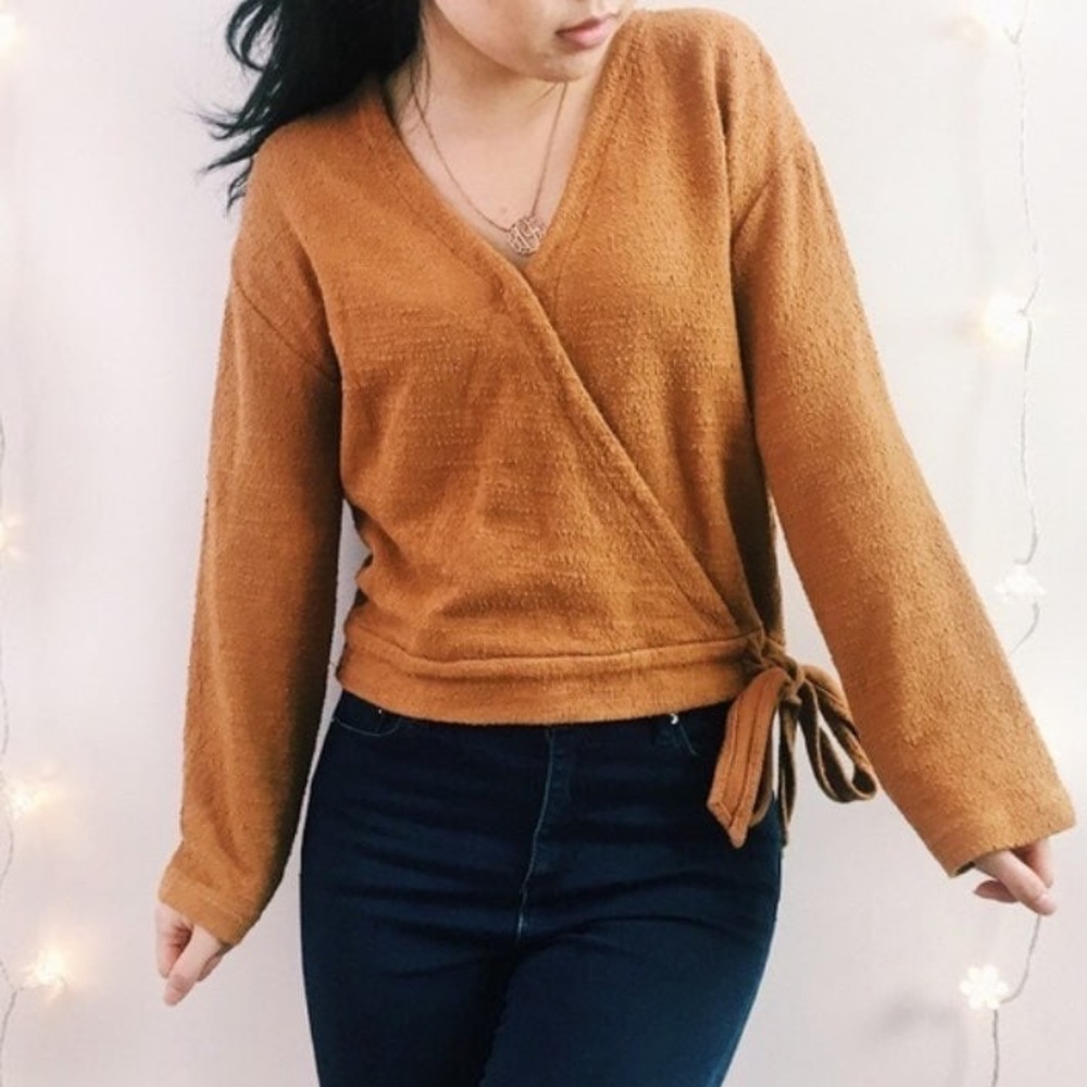 Madewell Texture & Thread Wrap Top in Ceder colour Size Small V-Neck Wrap